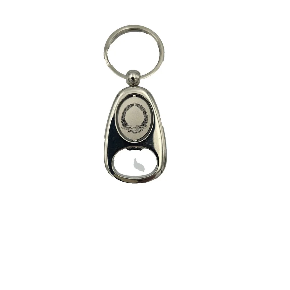 Metal Keychain‎ Bottle Opener with Eagle & Wreath Design – Silver Tone